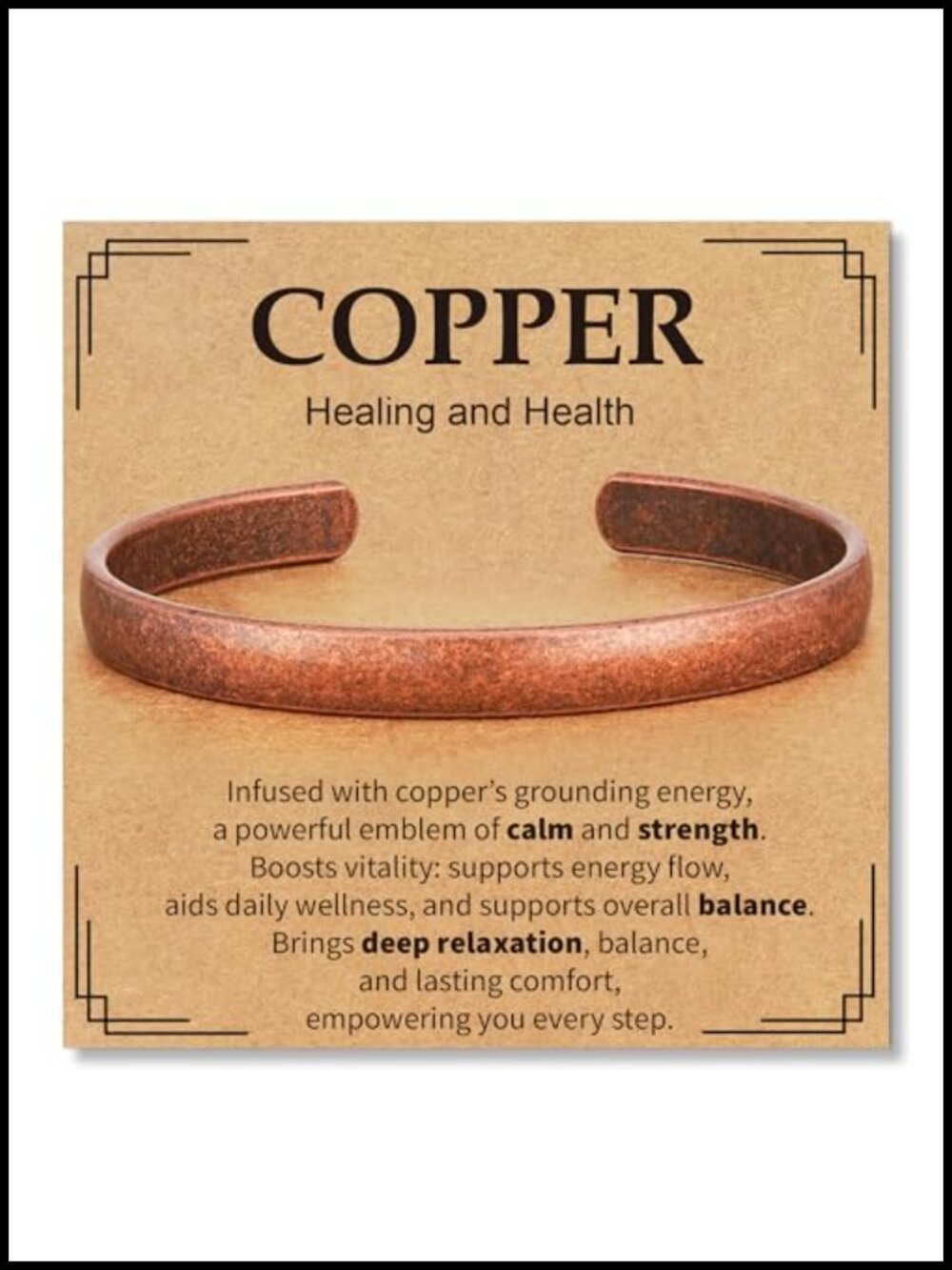 Pure Copper Adjustable Cuff Bracelet Spiritual Healing Jewelry Gift